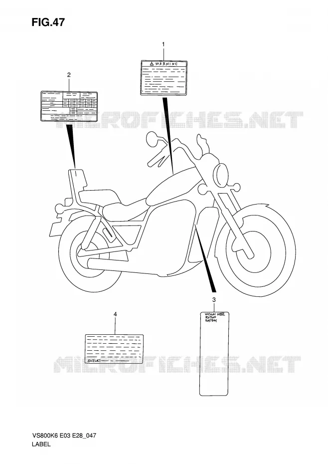 WARNING LABEL Suzuki MOTO 800 INTRUDER 2009  VS800K9(E3/E28)
