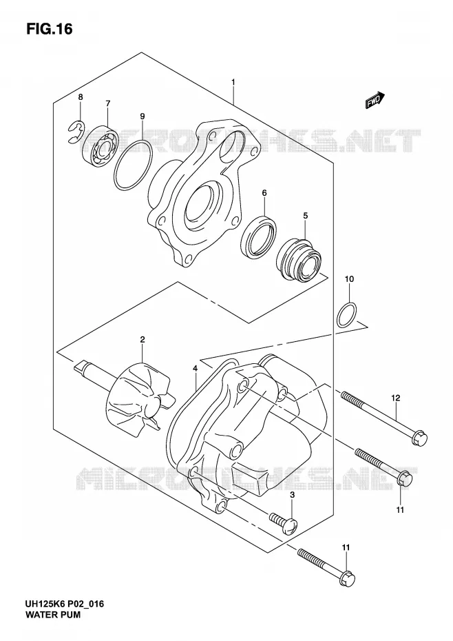 WATER PUMP Suzuki SCOOTER 125 BURGMAN 2006  UH125K6(P2)