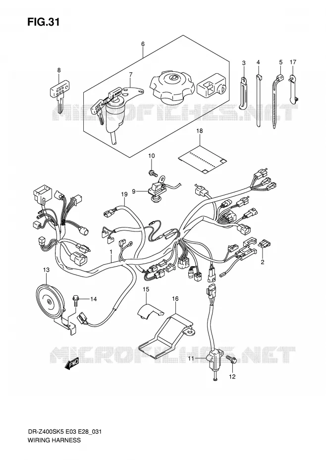 WIRING HARNESS (MODEL K5) Suzuki MOTO 400 DR-Z 2006  DR-Z400SK6(E3/E28)