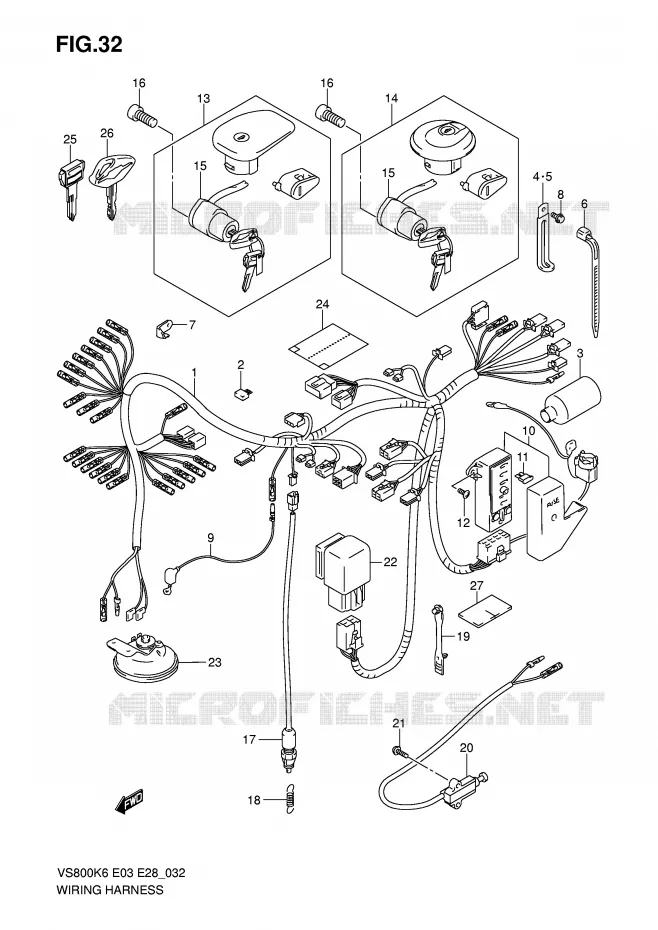 WIRING HARNESS Suzuki MOTO 800 INTRUDER 2007  VS800K7(E3/E28)