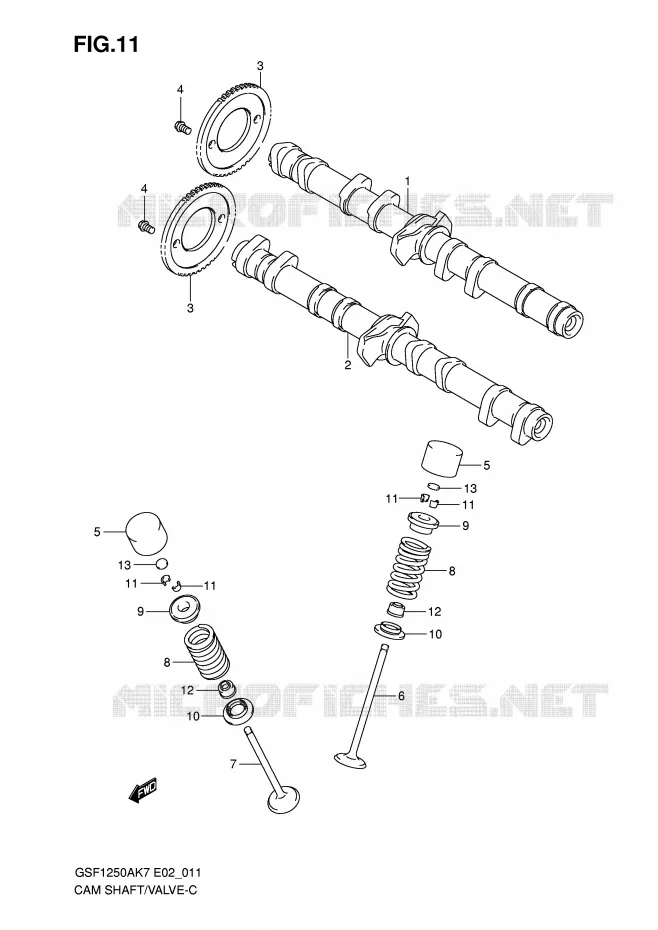 CAM SHAFT - VALVE Suzuki MOTO 1250 BANDIT-N 2007  GSF1250AK7(E2)
