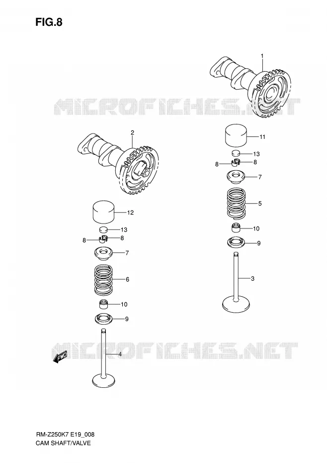 CAMSHAFT - VALVES Suzuki MOTO 250 RM-Z 2007  RM-Z250K7(E19)