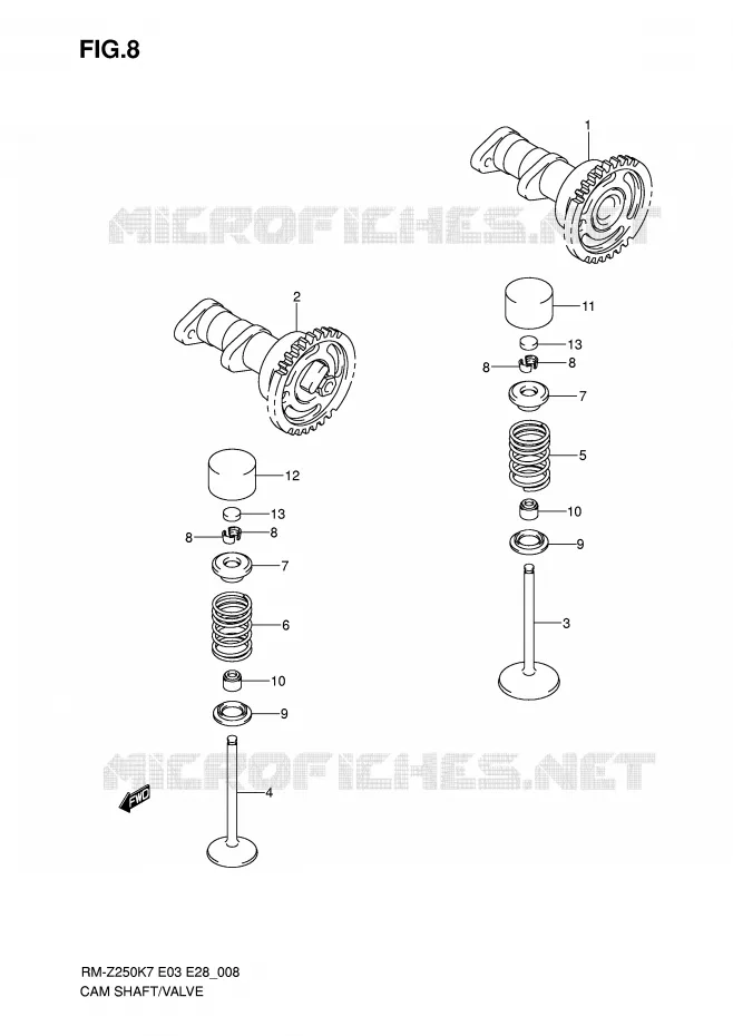 CAMSHAFT - VALVES Suzuki MOTO 250 RM-Z 2007  RM-Z250K7(E3/E28)