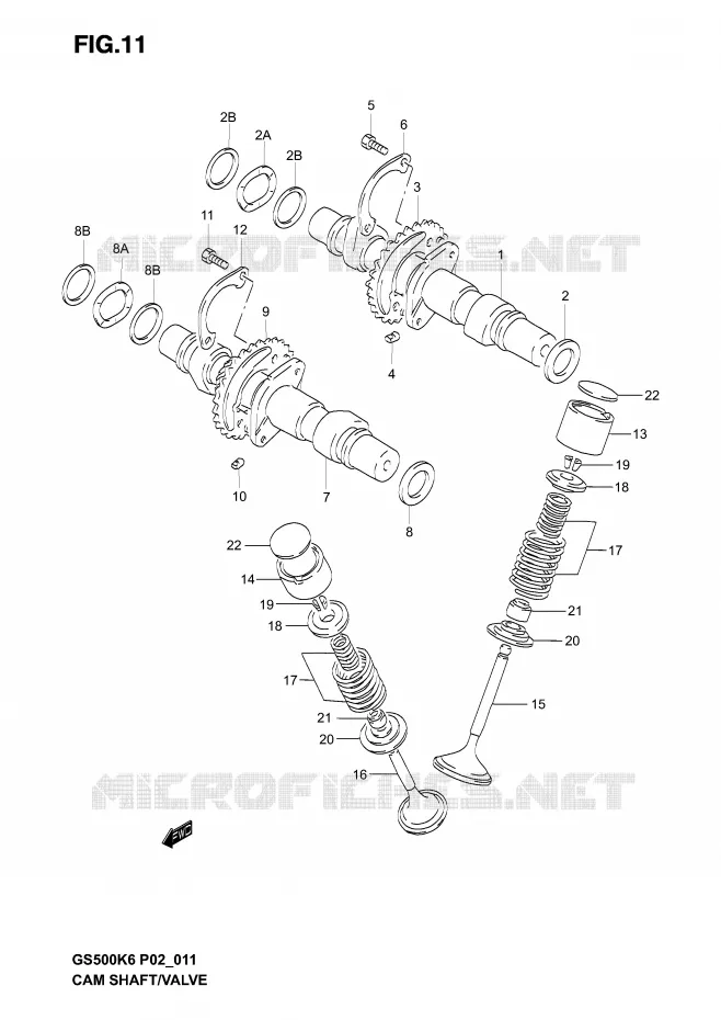 CAMSHAFT - VALVES Suzuki MOTO 500 GS-E 2005  GS500K5(P19)