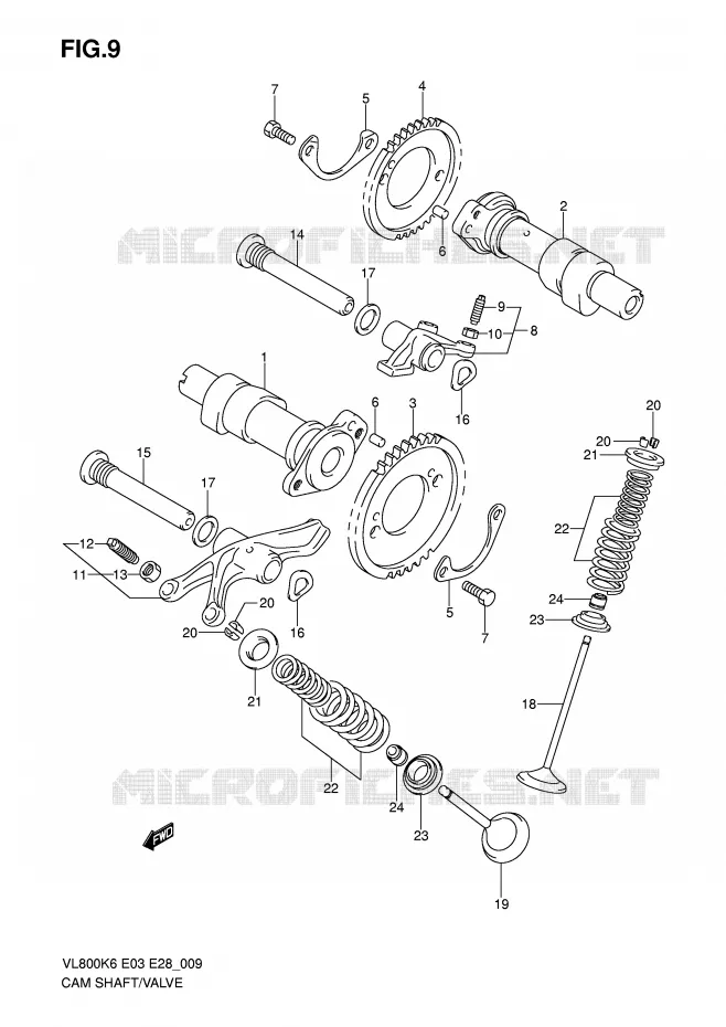 CAMSHAFT - VALVES Suzuki MOTO 800 VOLUSIA 2007  VL800K7(E3/E28)