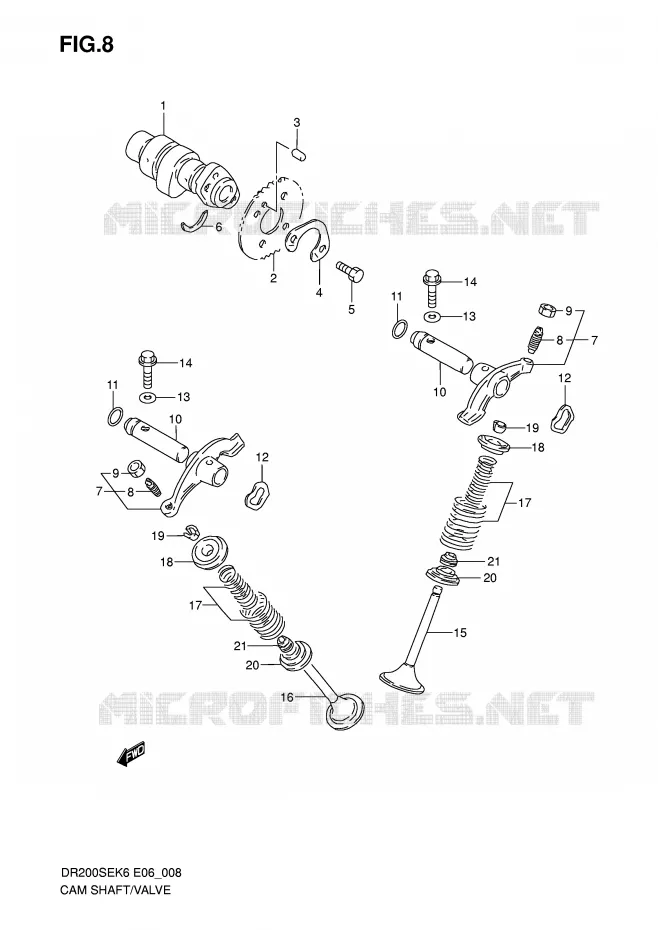 CAMSHAFT/VALVE Suzuki MOTO 200 DR 2008  DR200SEK8(E6)