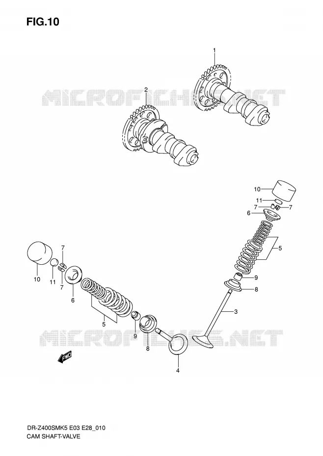 CAMSHAFT/VALVE Suzuki MOTO 400 DR-Z 2007  DR-Z400SMK7(E3/E28)