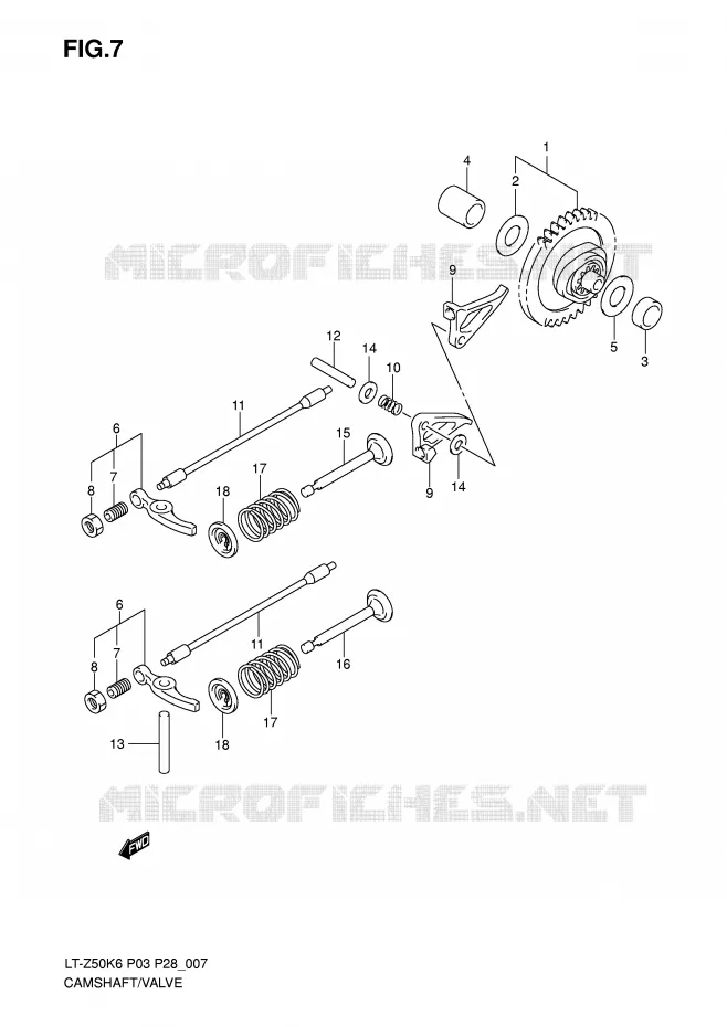 CAMSHAFT/VALVE Suzuki QUAD 50 QUADSPORT 2010  LT-Z50L0(P3/P28)