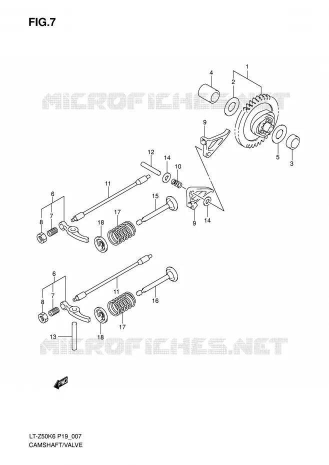 CAMSHAFT/VALVE Suzuki QUAD 50 QUADSPORT 2015  LT-Z50L0(P19)