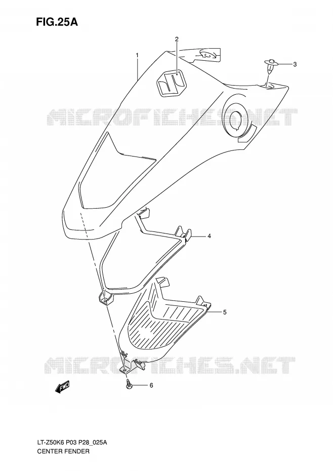 CENTRAL FAIRING (MODEL K7/K8/K9) Suzuki QUAD 50 QUADSPORT 2006  LT-Z50K6(P3/P28)