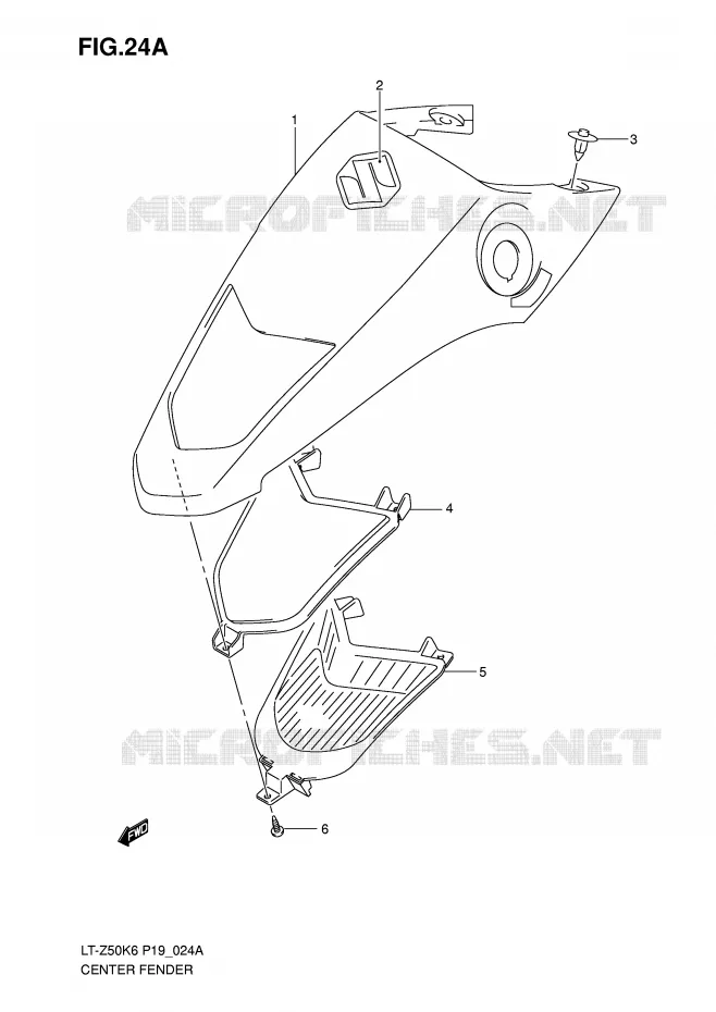 CENTRAL FAIRING (MODEL K7/K8/K9) Suzuki QUAD 50 QUADSPORT 2014  LT-Z50L0(P19)