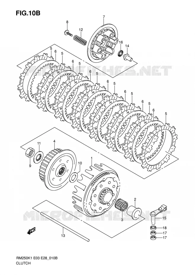 CLUTCH (MODEL K6) Suzuki MOTO 250 RM 2004  RM250K4(E3/E28)