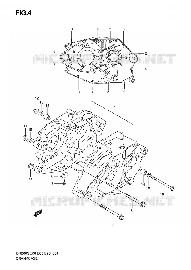 CRANKCASE Suzuki MOTO 200 DR 2007  DR200SEK7(E3/E28)