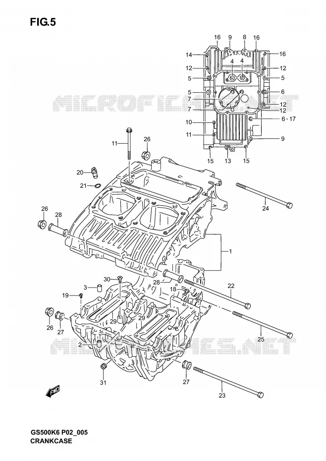 CRANKCASE Suzuki MOTO 500 GS-E 2006  GS500K6(P19)