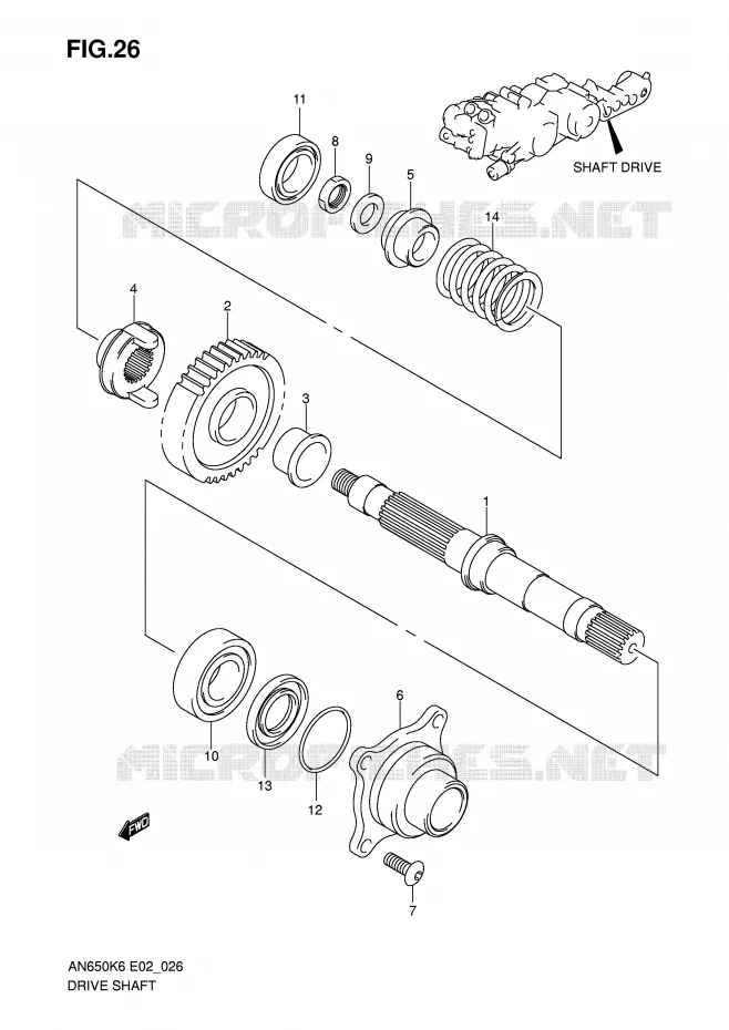 DRIVESHAFT Suzuki SCOOTER 650 BURGMAN 2007  AN650AK7(E2)
