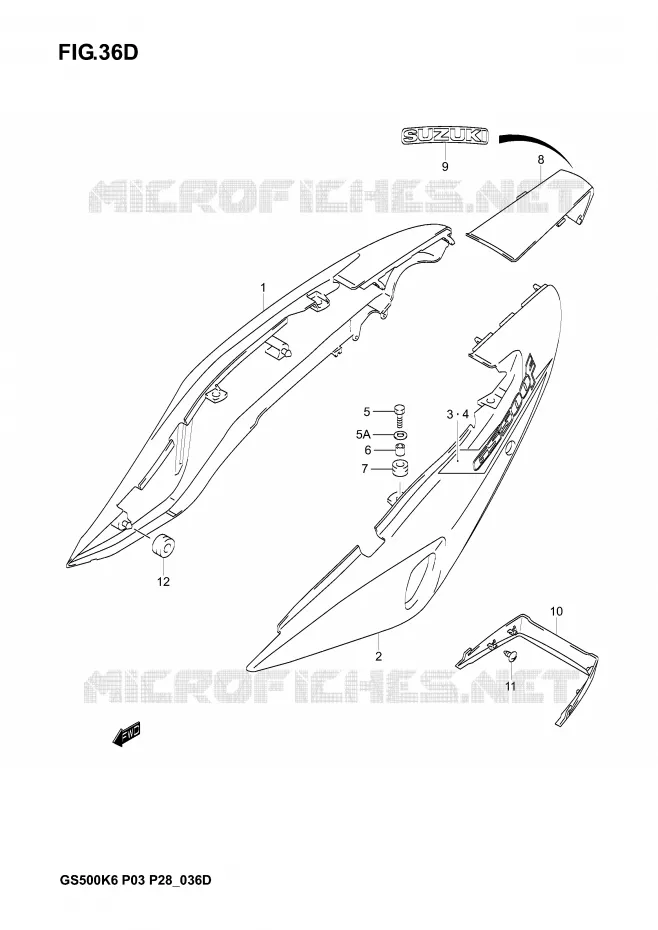 FAIRING (GS500FK5) Suzuki MOTO 500 GS-F 2005  GS500FK5(P3)