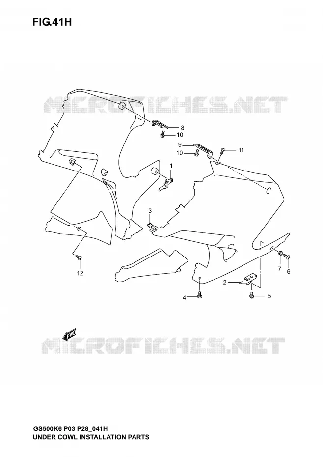 FAIRING INSTALLATION PARTS (GS500FK4/K5/K6) Suzuki MOTO 500 GS-F 2004  GS500FK4(P3)