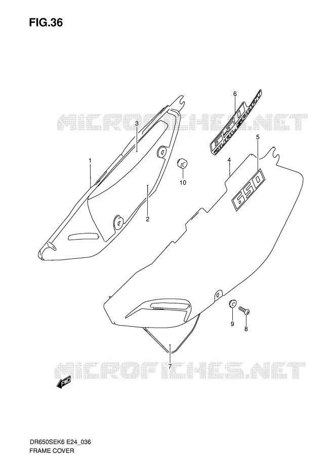 FAIRING (MODEL K6/K7) Suzuki MOTO 650 DR 2008  DR650SEK8(E24)