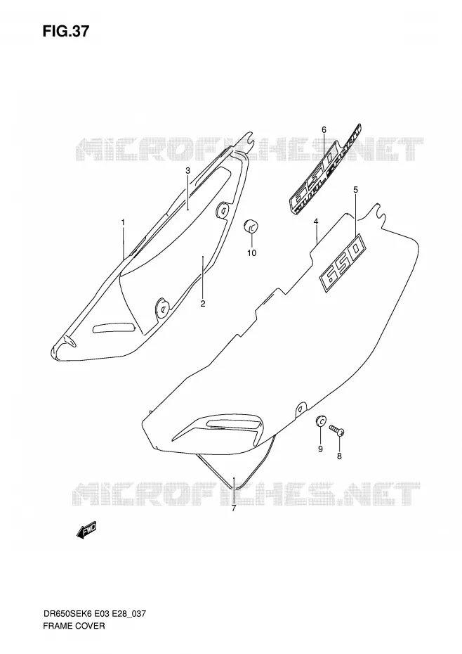 FAIRING (MODEL K6/K7) Suzuki MOTO 650 DR 2009  DR650SEK9(E3/E28)