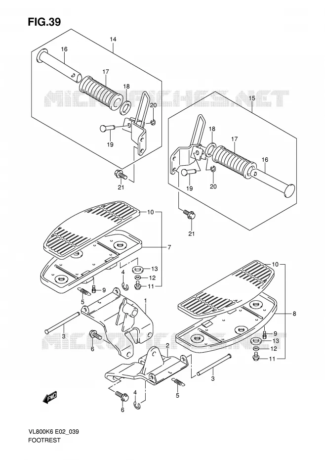 FOOTREST (MODEL K6/K7/K8) Suzuki MOTO 800 VOLUSIA 2010  VL800CUEL0(E2)