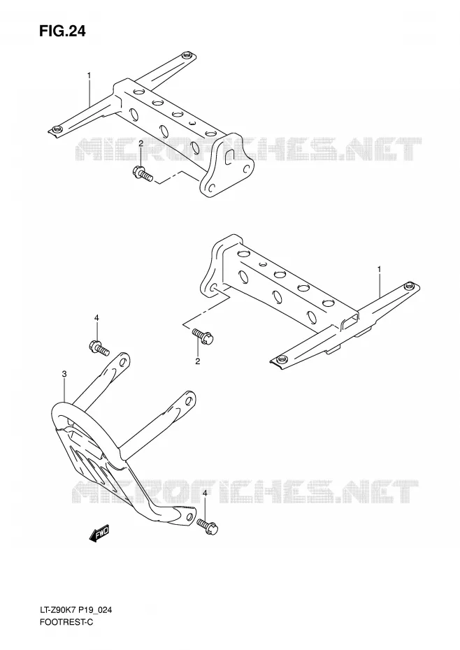 FOOTREST Suzuki QUAD 90 QUADSPORT 2008  LT-Z90K8(P19)