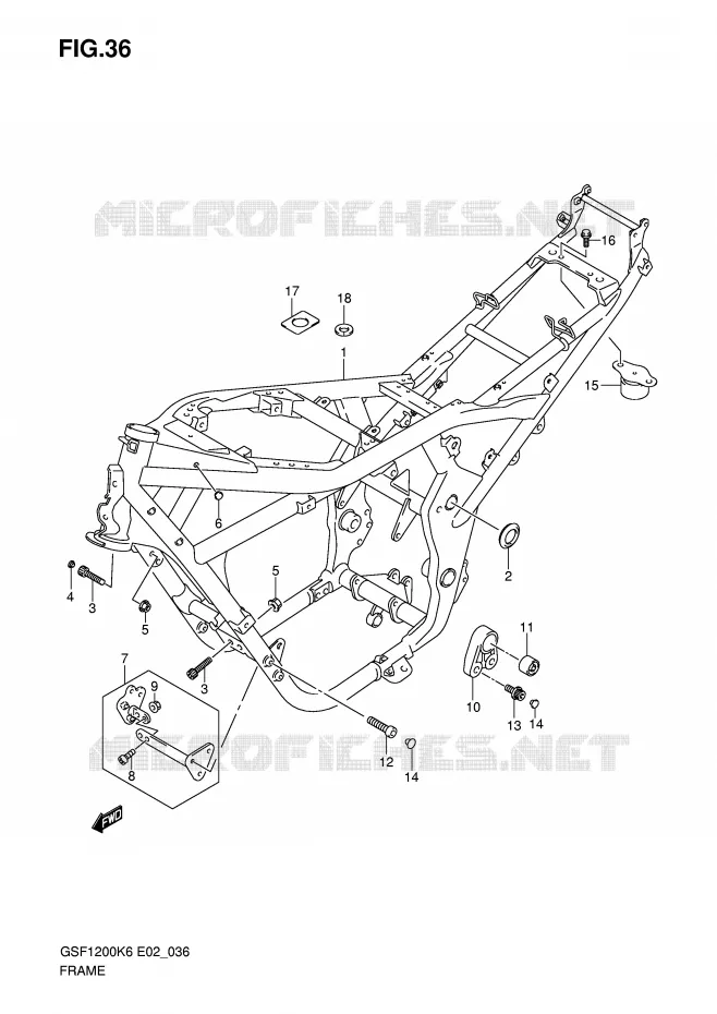 FRAME Suzuki MOTO 1200 BANDIT 2006  GSF1200SA K6 (E02,E19,E24)