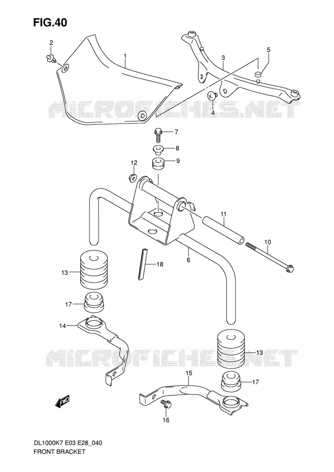 FRONT FAIRING BRACKET Suzuki MOTO 1000 V-STROM 2007  DL1000K7(E3/E28)