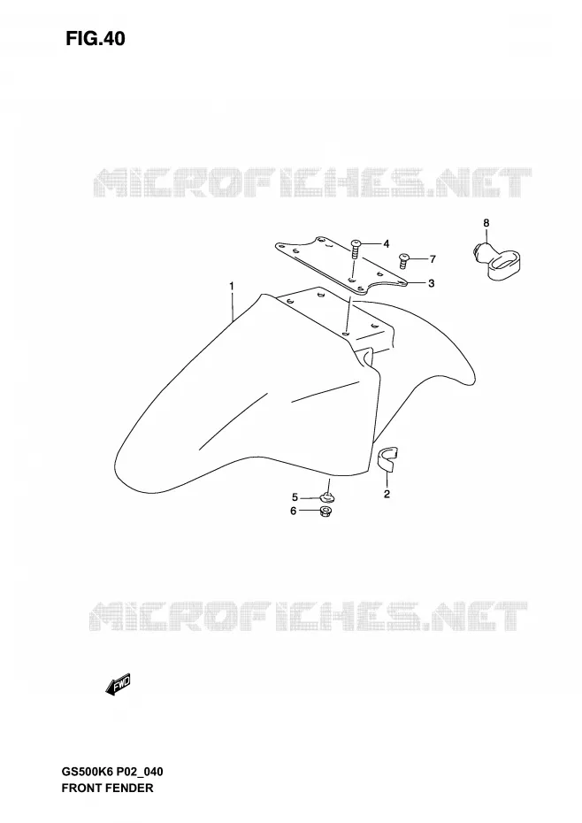 FRONT FENDER (MODEL K3) Suzuki MOTO 500 GS-F 2005  GS500FUK5(P19)