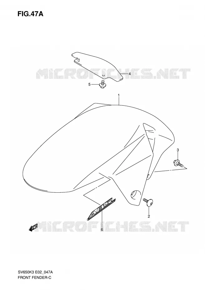 FRONT FENDER (MODEL K7) Suzuki MOTO 650 SV 2006  SV650K6(E2)