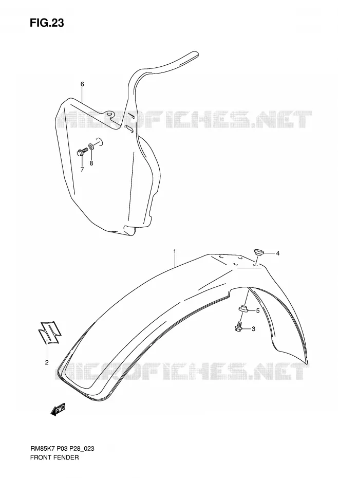 FRONT FENDER Suzuki MOTO 85 RM 2007  RM85K7(P3/P28)