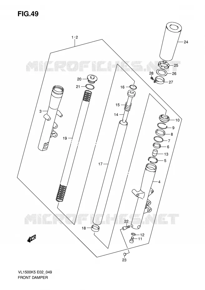 FRONT FORK Suzuki MOTO 1500 INTRUDER 2006  VL1500K6(E2)