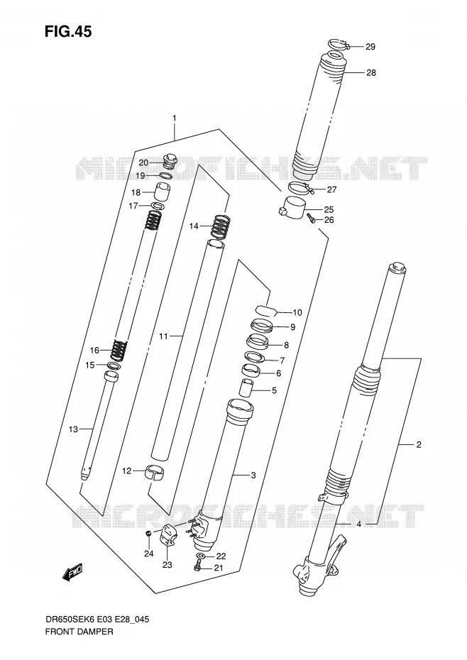 FRONT FORK Suzuki MOTO 650 DR 2009  DR650SEK9(E3/E28)