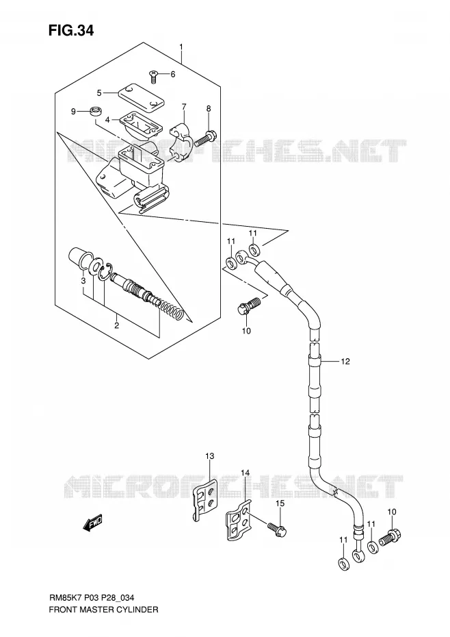 FRONT MASTER CYLINDER Suzuki MOTO 85 RM 2008  RM85LK8(P3/P28)
