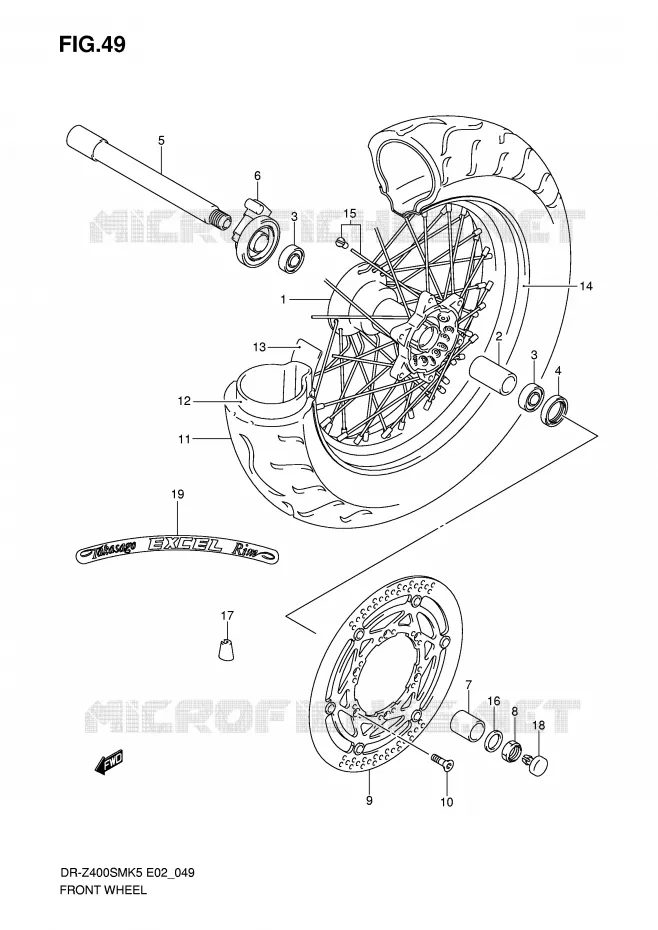 FRONT WHEEL (MODEL K5/K6) Suzuki MOTO 400 DR-Z 2009  DR-Z400SMK9(E2)