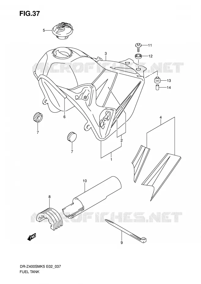 FUEL TANK (MODEL K5/K6) Suzuki MOTO 400 DR-Z 2007  DR-Z400SMK7(E2)