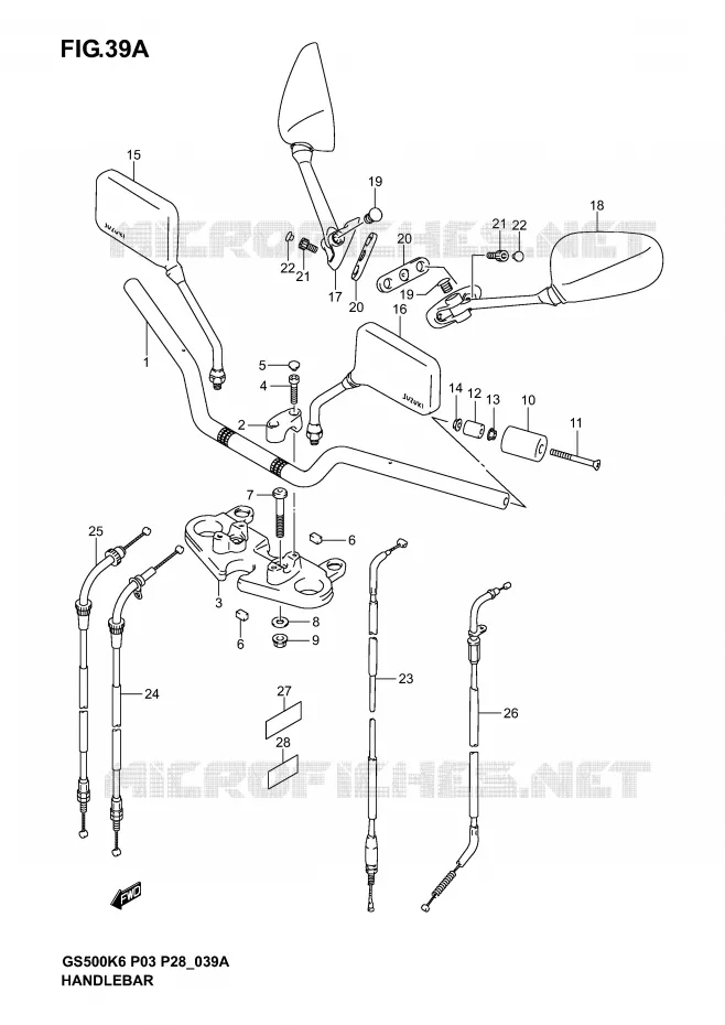 HANDLEBAR (MODEL K4/K5/K6) Suzuki MOTO 500 GS-F 2006  GS500FK6(P3)