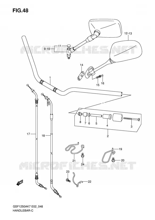 HANDLEBAR (MODEL K7/K8/K9) Suzuki MOTO 1250 BANDIT-S 2007  GSF1250SK7(E2)