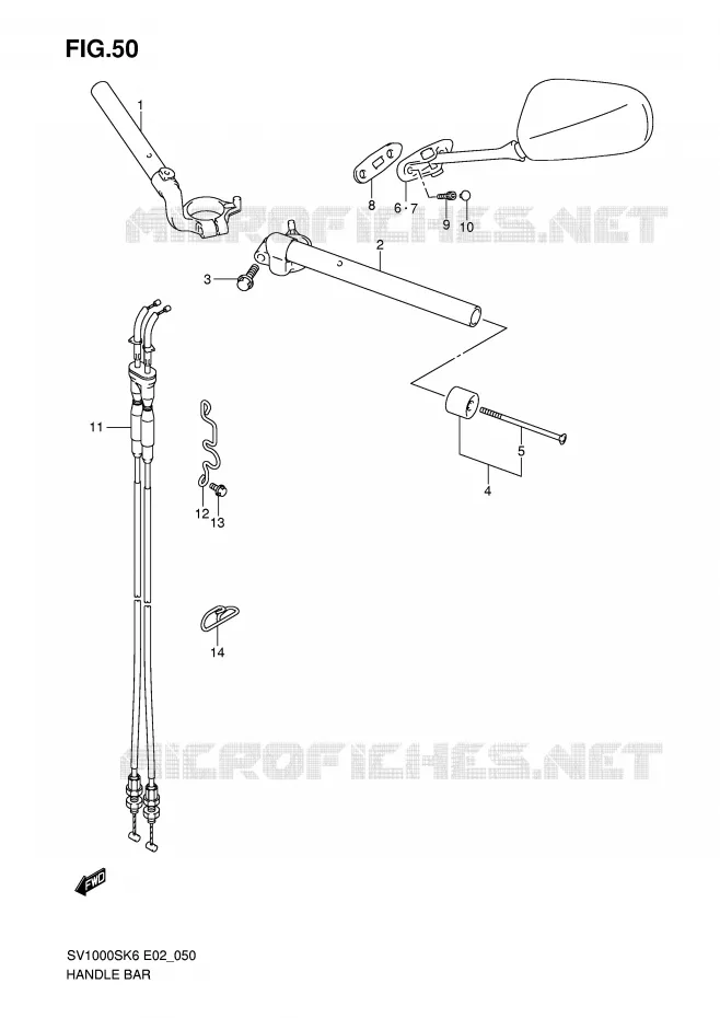 HANDLEBAR (SV1000S/S1/S2) Suzuki MOTO 1000 SV 2007  SV1000K7(E2)