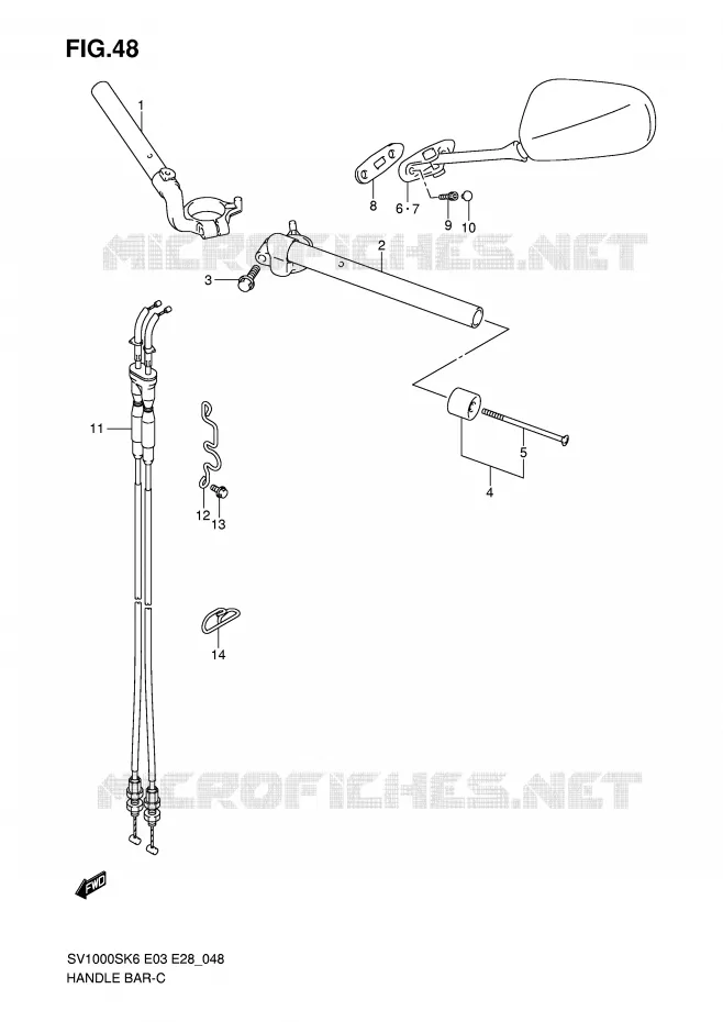 HANDLEBAR (SV1000S) Suzuki MOTO 1000 SV 2007  SV1000SK7(E3/E28)