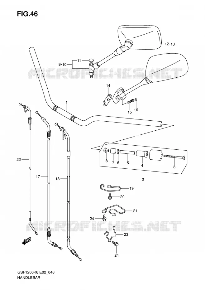 HANDLEBAR Suzuki MOTO 1200 BANDIT 2006  GSF1200SA K6 (E02,E19,E24)
