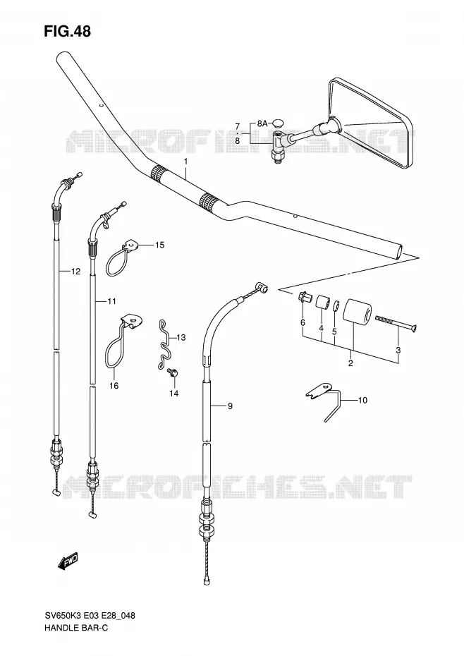 HANDLEBAR (WITHOUT COWLING) Suzuki MOTO 650 SV 2007  SV650K7/SK7(E3/E28)