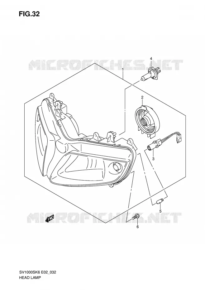 HEADLIGHT (SV1000 S/S1/S2) Suzuki MOTO 1000 SV 2006  SV1000S2K6(E2)