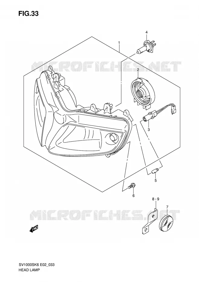 HEADLIGHT (SV1000S E24) Suzuki MOTO 1000 SV 2007  SV1000K7(E2)