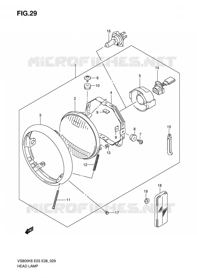 HEADLIGHT Suzuki MOTO 800 INTRUDER 2006  VS800K6(E3/E28)