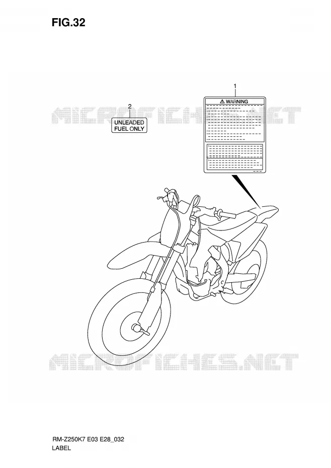LABEL Suzuki MOTO 250 RM-Z 2007  RM-Z250K7(E3/E28)
