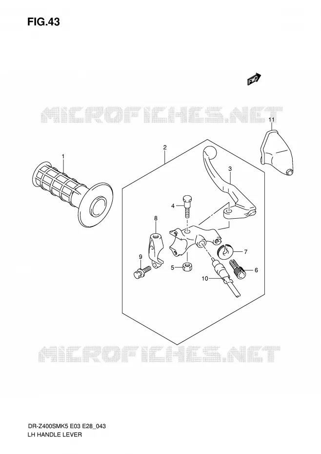 LEFT LEVER - HANDGRIP Suzuki MOTO 400 DR-Z 2009  DR-Z400SMK9(E3/E28)