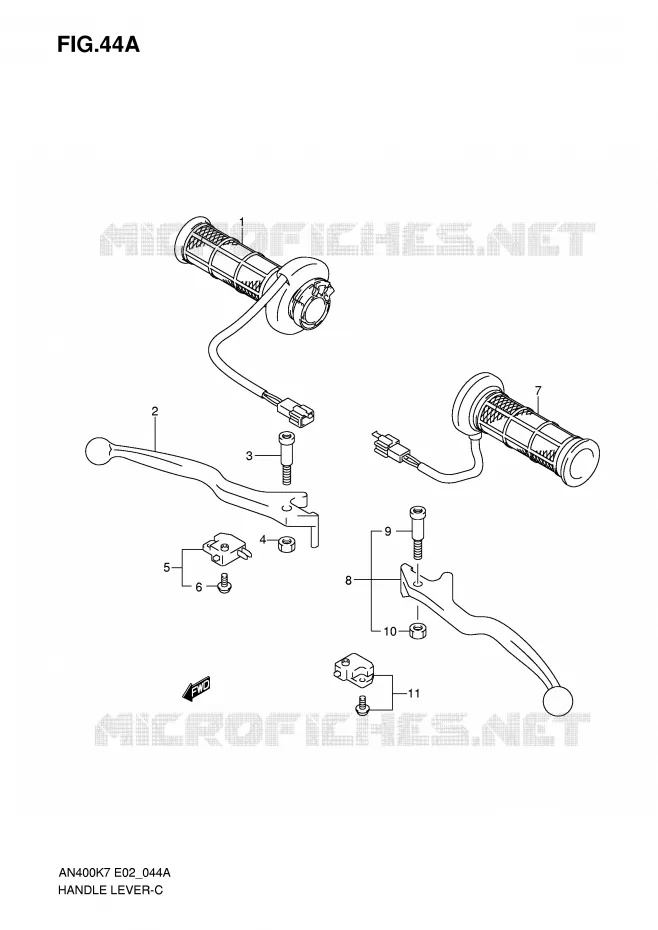 LEVERS - HANDGRIPS (AN400Z/ZA) Suzuki SCOOTER 400 BURGMAN 2009  AN400AK9(E2)