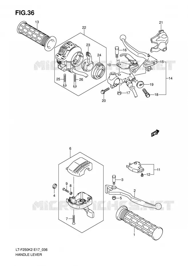 LEVERS - HANDGRIPS (MODEL K2/K3) Suzuki QUAD 250 OZARK 2002  LT-F250K2(E17)