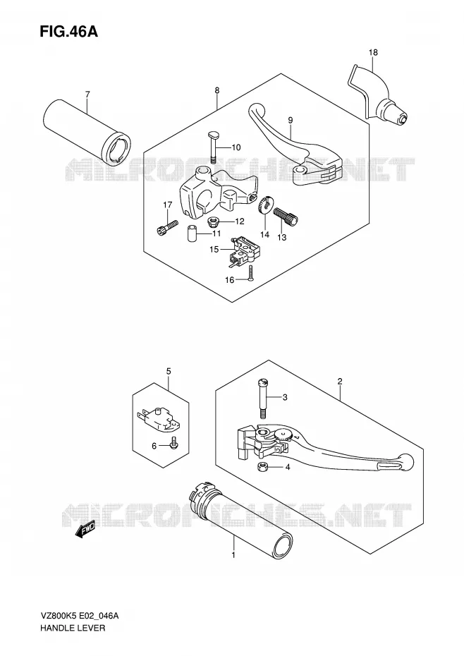 LEVERS - HANDGRIPS (MODEL K7/K8/K9) Suzuki MOTO 800 MARAUDER 2005  VZ800K5(E2)