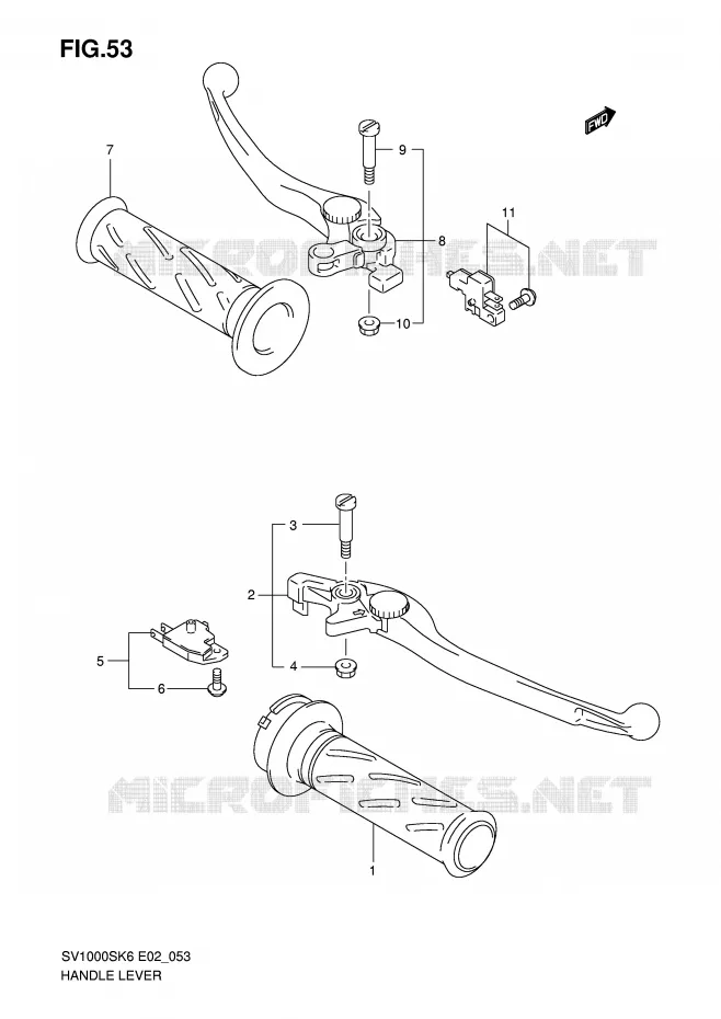 LEVERS - HANDGRIPS (SV1000/U1/U2) Suzuki MOTO 1000 SV 2007  SV1000S2K7(E2)